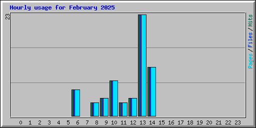 Hourly usage for February 2025