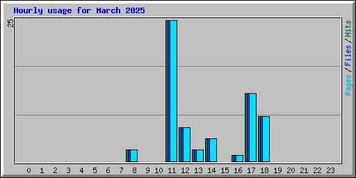 Hourly usage for March 2025
